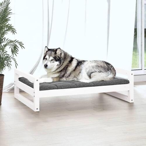 Hundeseng 105,5x75,5x28 cm massivt fyrretræ hvid