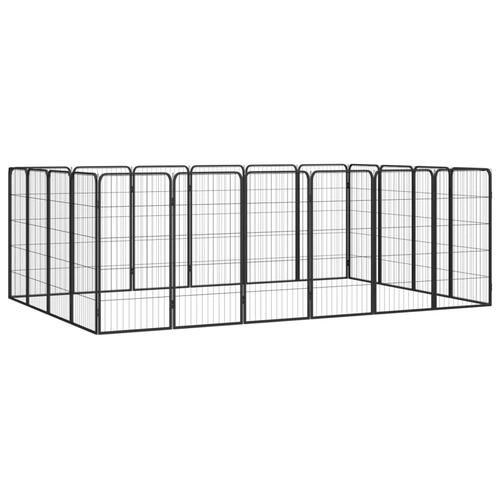20-panels hundegård 50x100 cm pulverlakeret stål sort