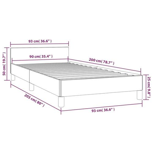 Sengeramme med sengegavl 90x200 cm fløjl mørkegrå