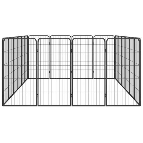 20-panels hundegård 50x100 cm pulverlakeret stål sort
