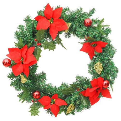 Julekrans med LED-lys 60 cm PVC grøn