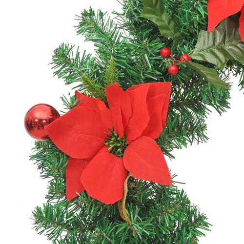 Julekrans med LED-lys 60 cm PVC grøn