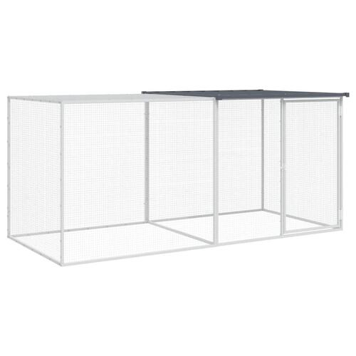 Hønsebur med tag 203x98x90 cm galvaniseret stål antracitgrå