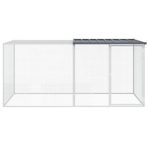 Hønsebur med tag 203x98x90 cm galvaniseret stål antracitgrå