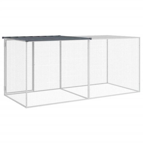 Hønsebur med tag 203x98x90 cm galvaniseret stål antracitgrå