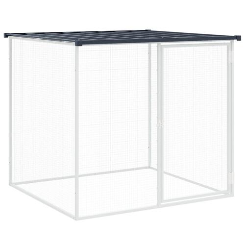 Hønsebur med tag 203x98x90 cm galvaniseret stål antracitgrå