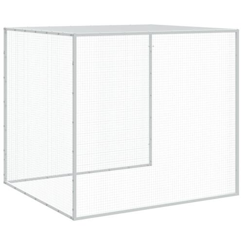 Hønsebur med tag 203x98x90 cm galvaniseret stål antracitgrå