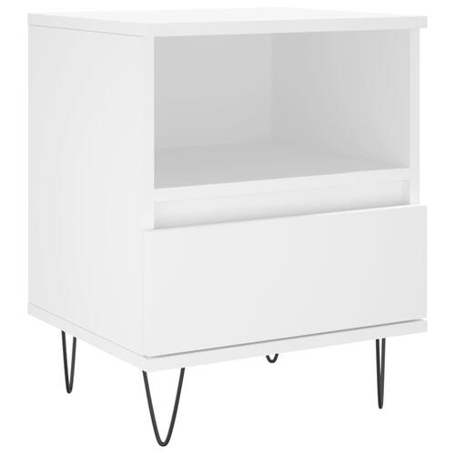 Sengebord 40x35x50 cm konstrueret træ hvid