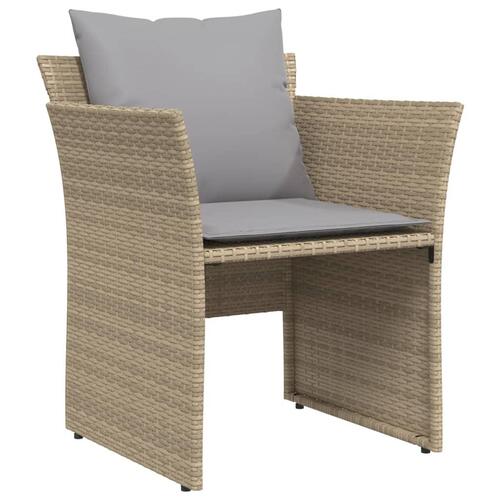 Havestol med fodskammel polyrattan beige