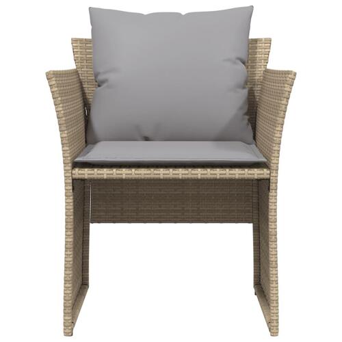 Havestol med fodskammel polyrattan beige