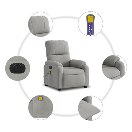 Massagestol mikrofiberstof lysegrå