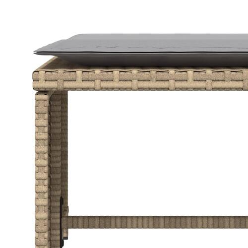 Havestol med fodskammel polyrattan beige