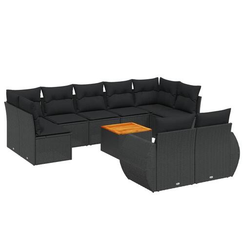 Sofasæt til haven 10 dele med hynder polyrattan sort