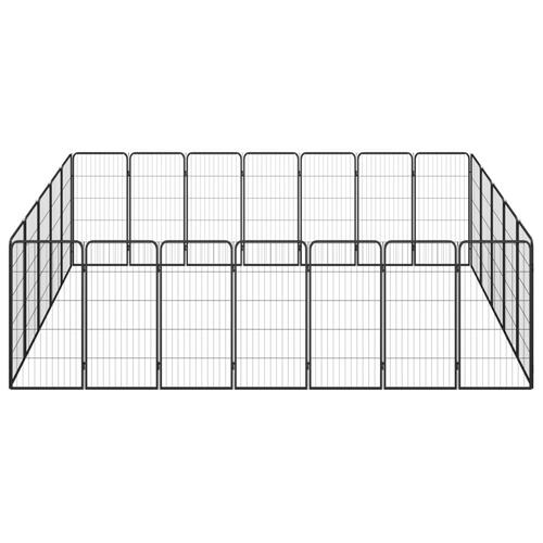 24-panels hundegård 50x100 cm pulverlakeret stål sort