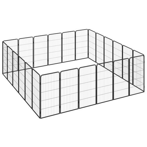 24-panels hundegård 50x100 cm pulverlakeret stål sort