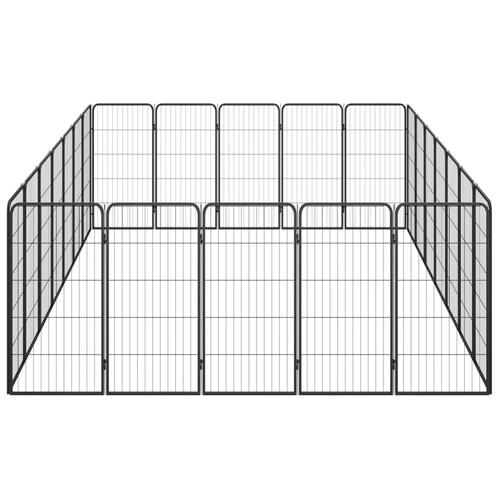 24-panels hundegård 50x100 cm pulverlakeret stål sort