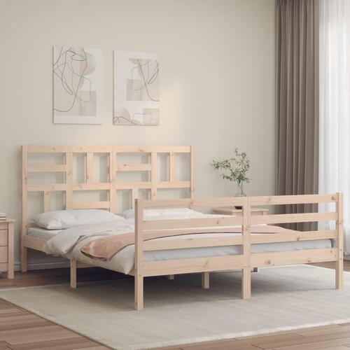 Sengeramme med sengegavl 160x200 cm massivt træ