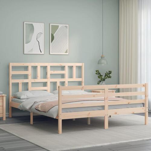 Sengeramme med sengegavl 160x200 cm massivt træ