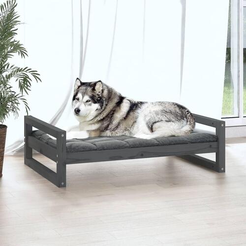 Hundeseng 105,5x75,5x28 cm massivt fyrretræ grå