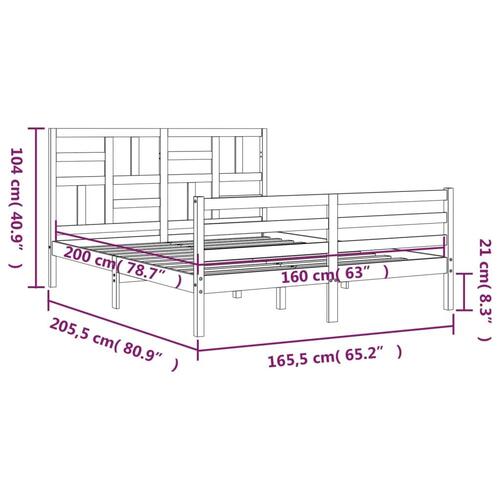 Sengeramme med sengegavl 160x200 cm massivt træ