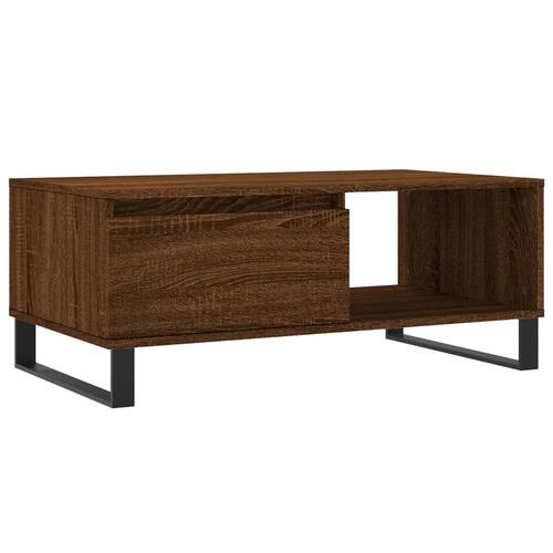 Sofabord 90x50x36,5 cm konstrueret træ brun egetræsfarve
