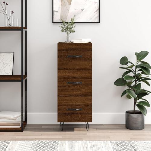 Skænk 34,5x34x90 cm konstrueret træ brun egetræsfarve