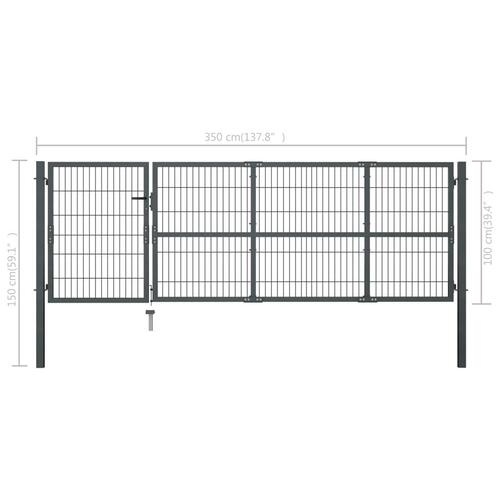 Havelåge med stolper stål 350 x 100 cm antracitgrå