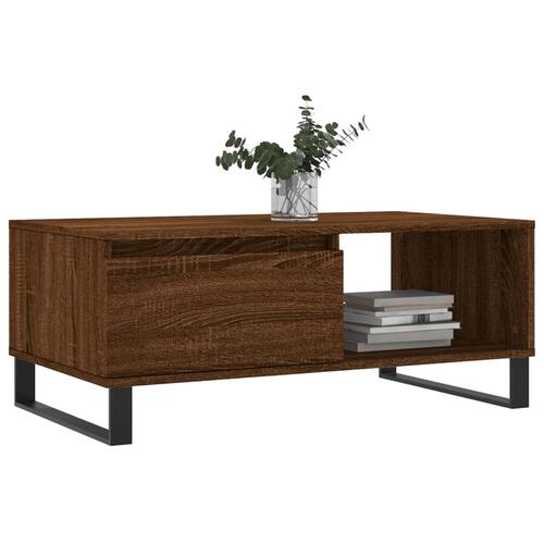 Sofabord 90x50x36,5 cm konstrueret træ brun egetræsfarve