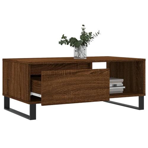 Sofabord 90x50x36,5 cm konstrueret træ brun egetræsfarve