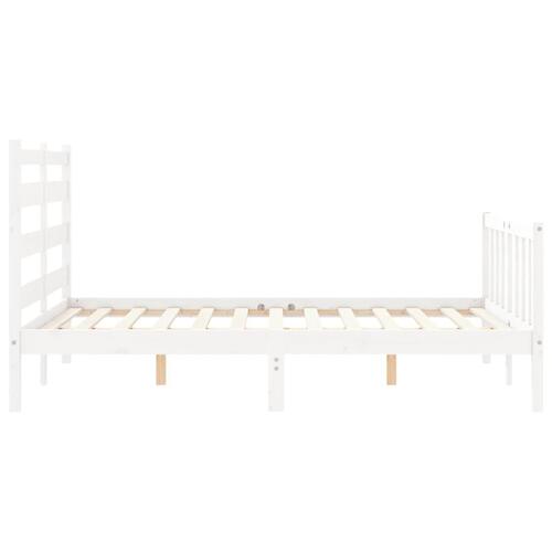 Sengeramme uden madras 140x190 cm massivt fyrretræ hvid