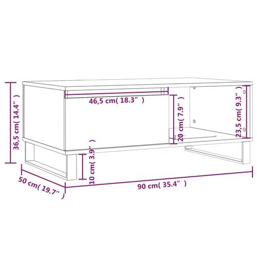 Sofabord 90x50x36,5 cm konstrueret træ brun egetræsfarve