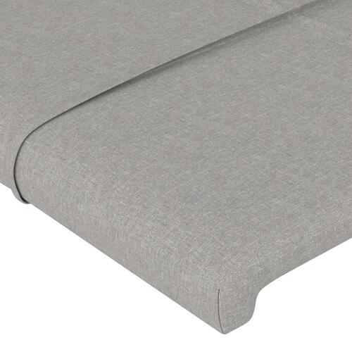 Sengegavl med LED-lys 90x5x118/128 cm stof lysegrå