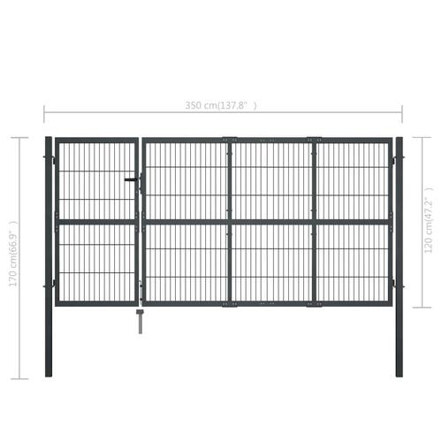 Havelåge med stolper stål 350 x 120 cm antracitgrå