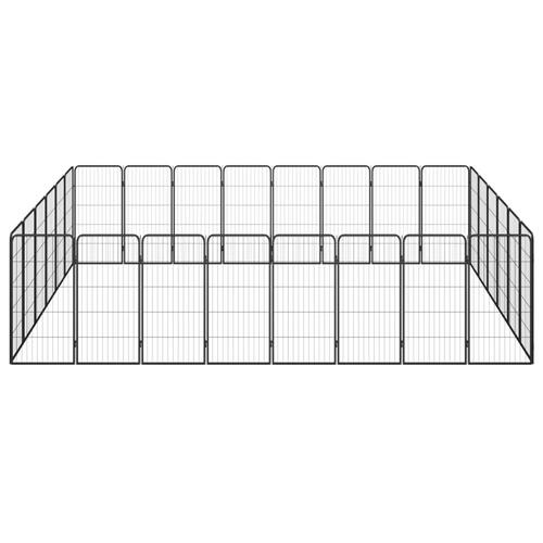 28-panels hundegård 50x100 cm pulverlakeret stål sort