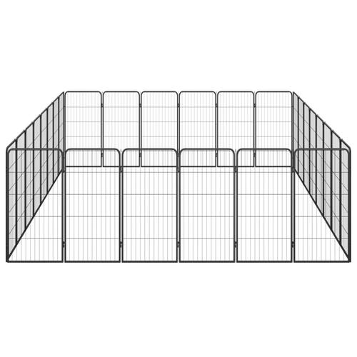 28-panels hundegård 50x100 cm pulverlakeret stål sort