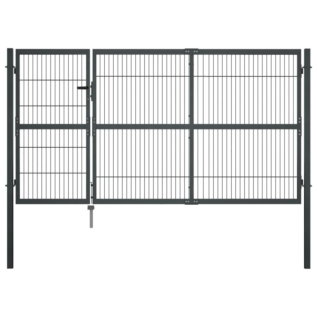 Havelåge med stolper stål 350 x 140 cm antracitgrå