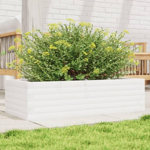 Plantekasse 90x40x23 cm massivt fyrretræ hvid