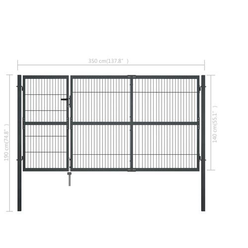 Havelåge med stolper stål 350 x 140 cm antracitgrå