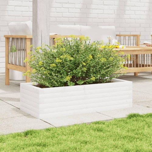 Plantekasse 90x40x23 cm massivt fyrretræ hvid