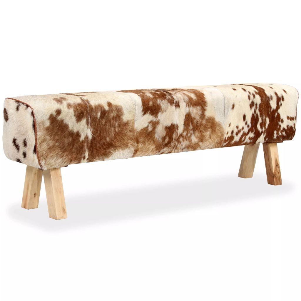 Bænk ægte gedelæder 160 x 28 x 50 cm