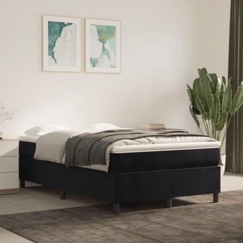 Boxspring sengeramme i fløjl - sort 120×200 cm