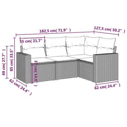 Sofasæt til haven 4 dele med hynder polyrattan beige