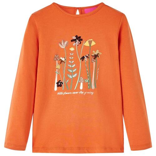 Langærmet T-shirt til børn str. 116 cm orange