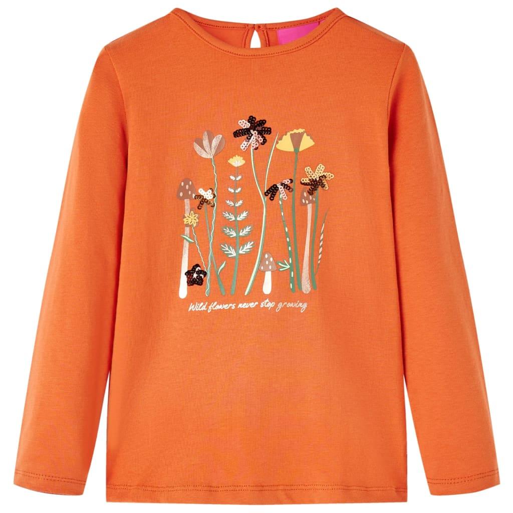 Langærmet T-shirt til børn str. 116 cm orange
