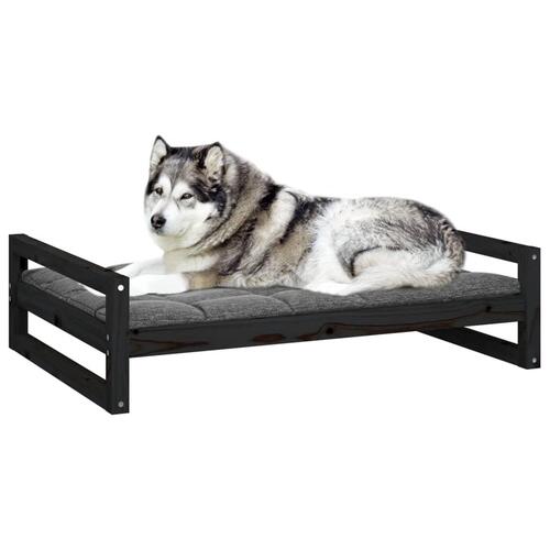 Hundeseng 105,5x75,5x28 cm massivt fyrretræ sort