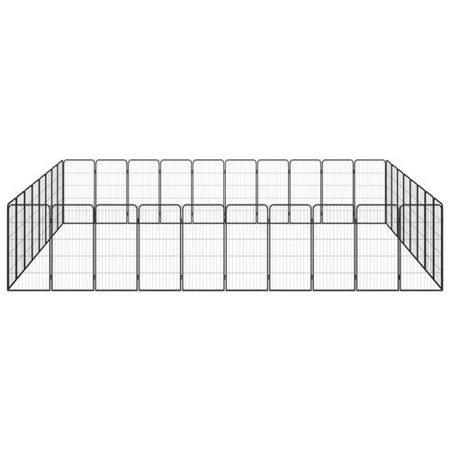 36-panels hundegård 50x100 cm pulverlakeret stål sort