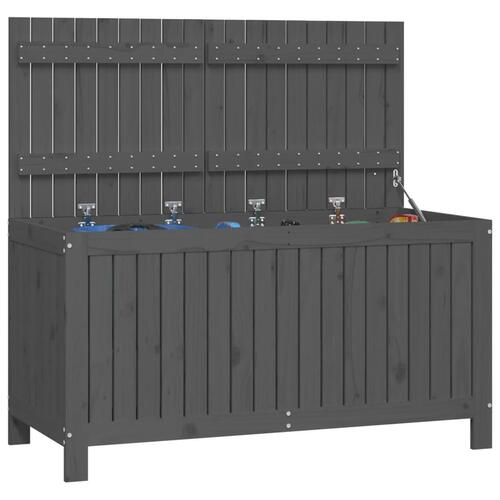 Opbevaringskasse til haven 121x55x64 cm massivt fyrretræ grå