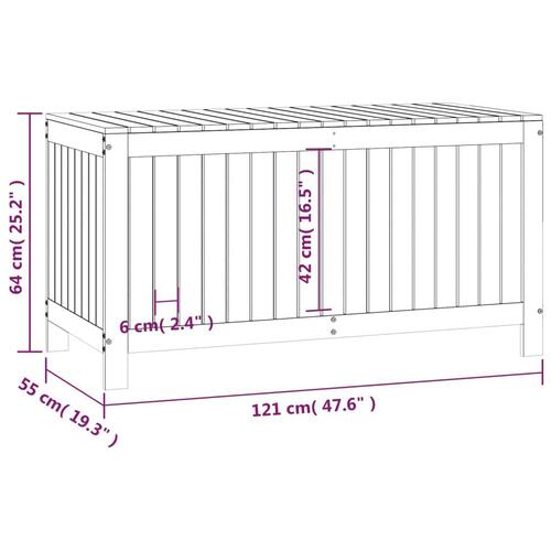 Opbevaringskasse til haven 121x55x64 cm massivt fyrretræ grå