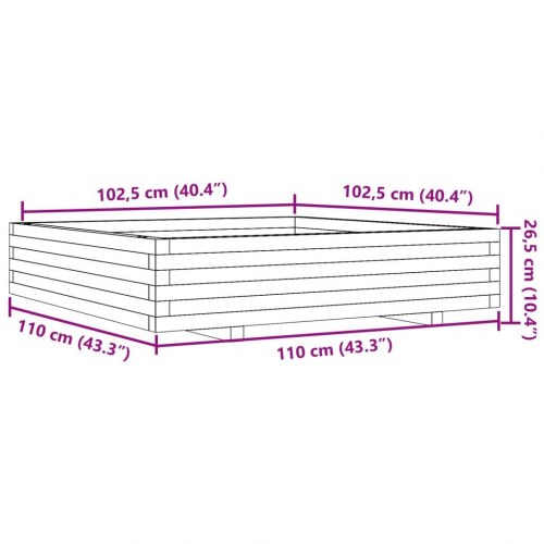 Plantekasse 110x110x26,5 cm massivt fyrretræ