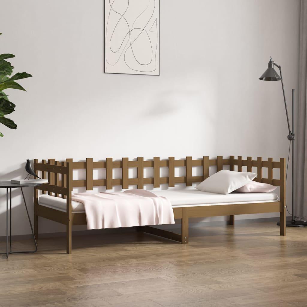 Daybed 80x200 cm massivt fyrretræ gyldenbrun